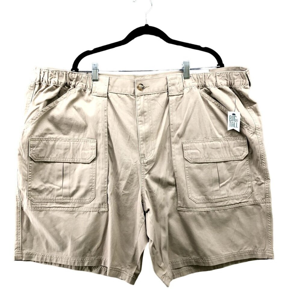 NWT Croft & Barrow Cargo Shorts Mens Size 52 Khaki Side Elastic Beige 9''